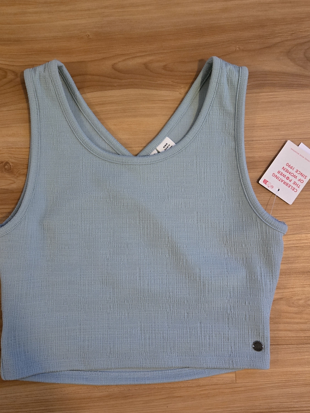 Roxy Light Blue Ribbed Crop Tank - Women
